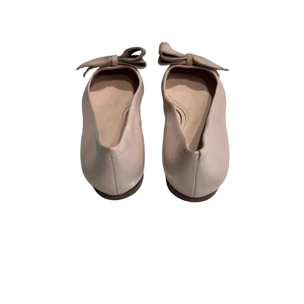 Tory Burch Rosalind Pink Suede‎ Leather Sole Bow Ballet Flats Size 6M 44412